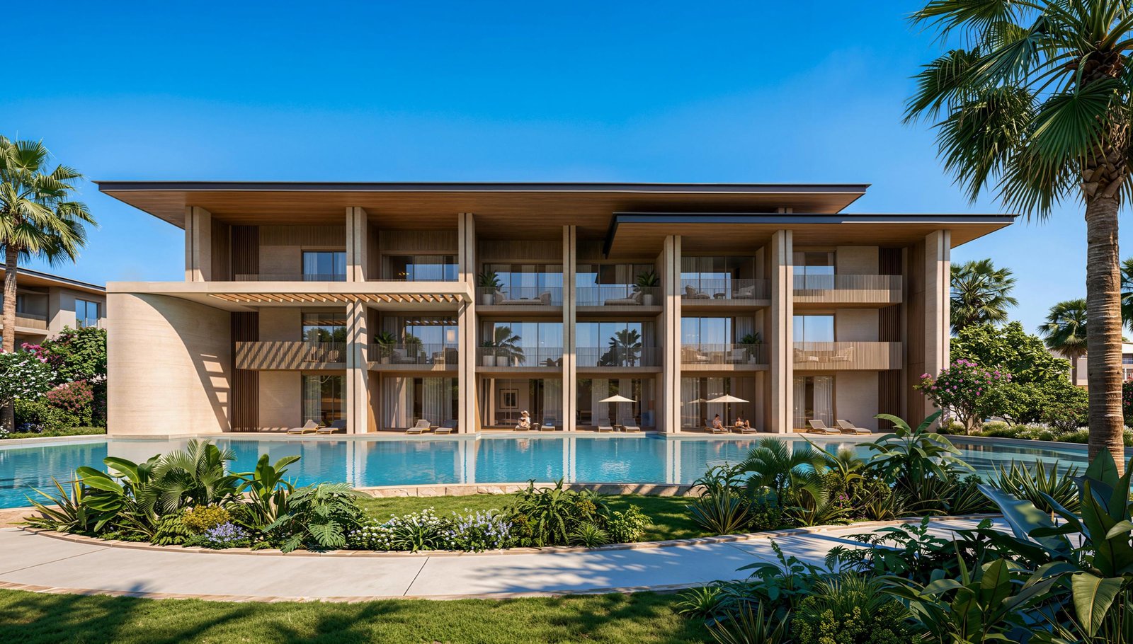 Aerial master plan view of Nobu Residences Ogami Ras El Hekma showing turquoise lagoons and private resort beaches